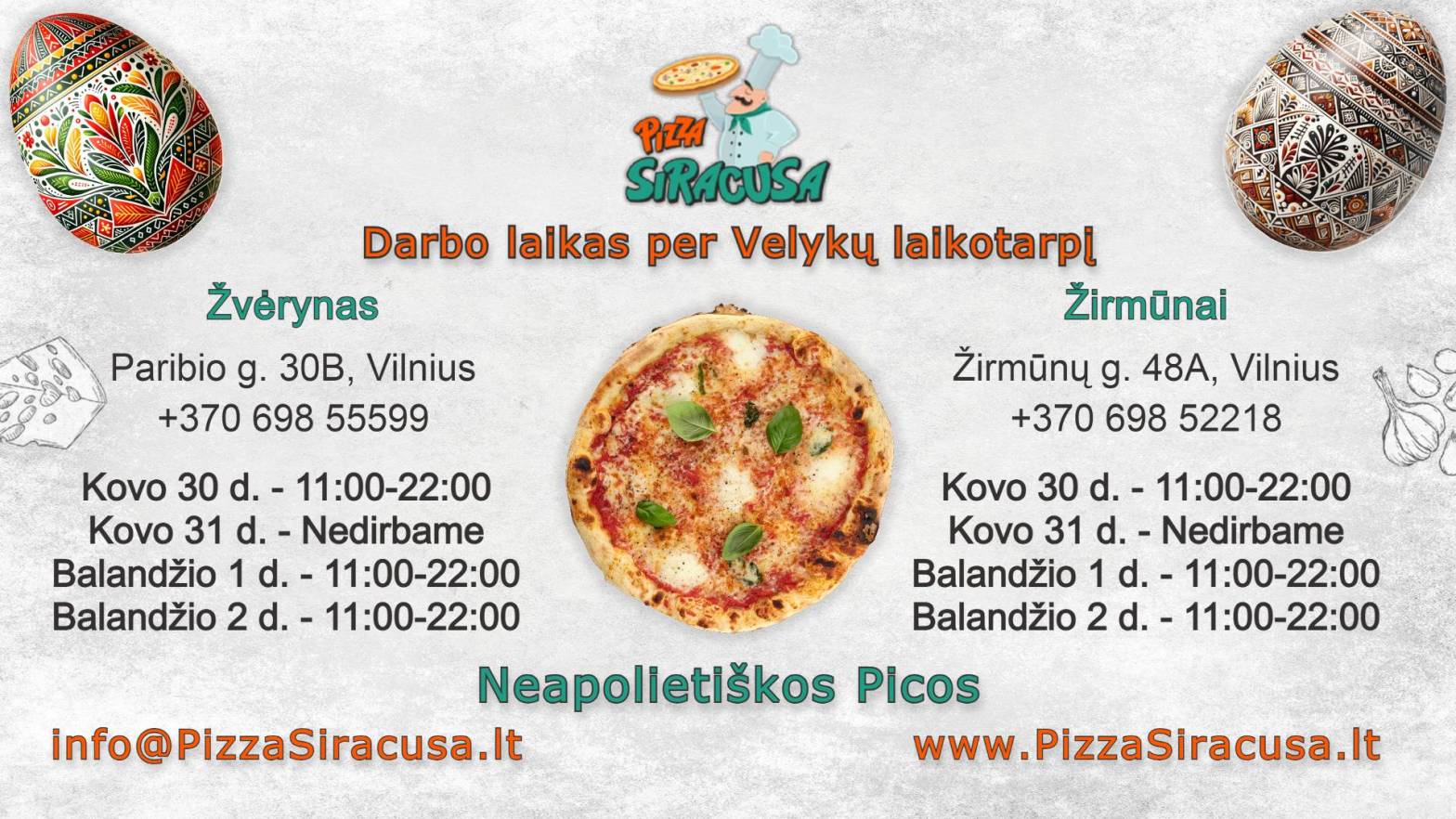 Darbo laikai per Velykų laikotarpį